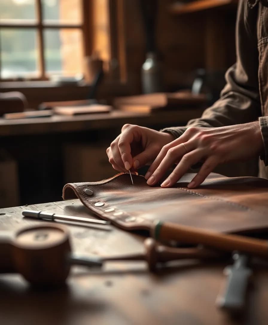 Leather craftsmanship in our workshop